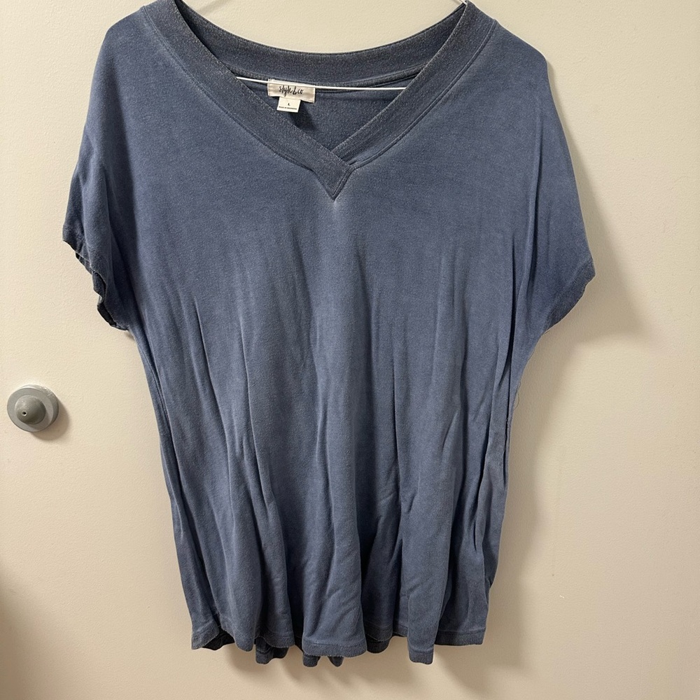 Blue V-Neck Women's Top